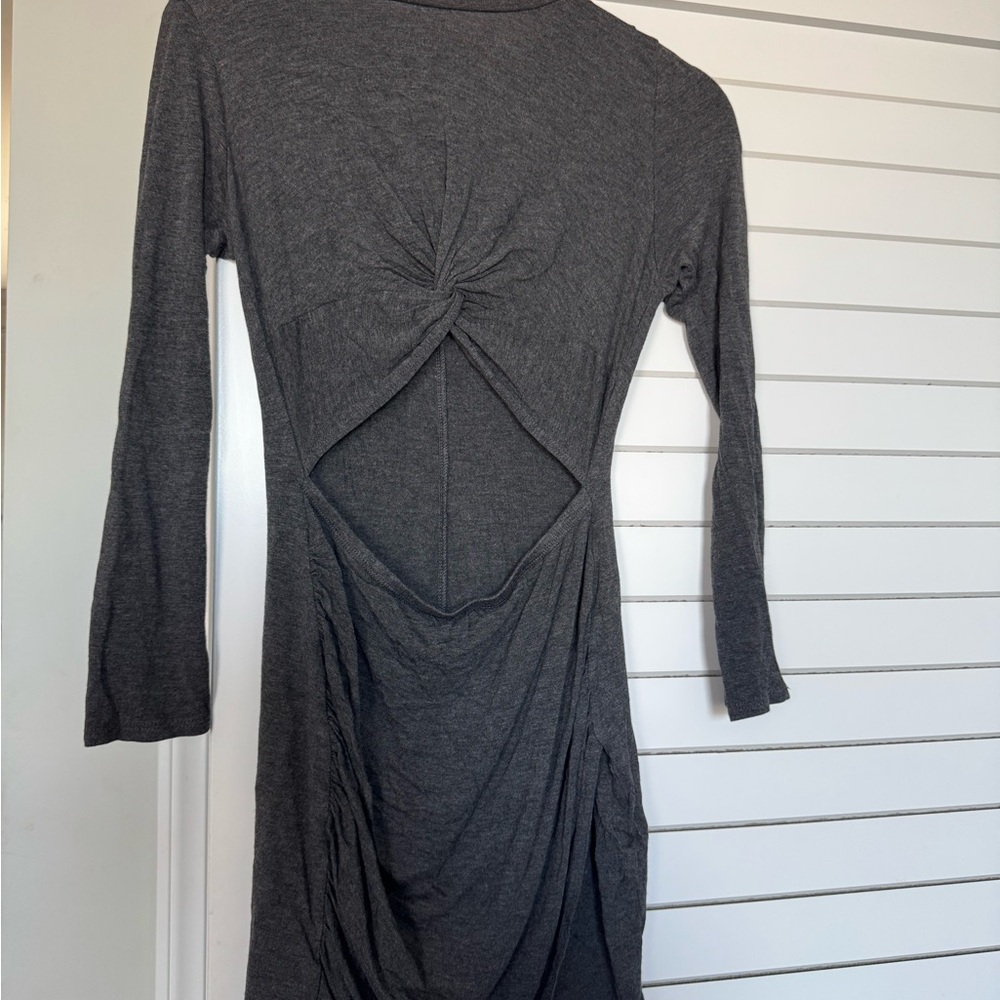 Elegant Gray Knotted Front Dress